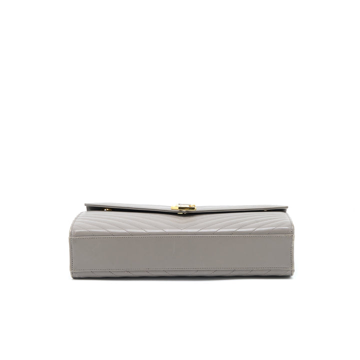 Saint Laurent Envelope Large Bag Calfskin Grey GHW