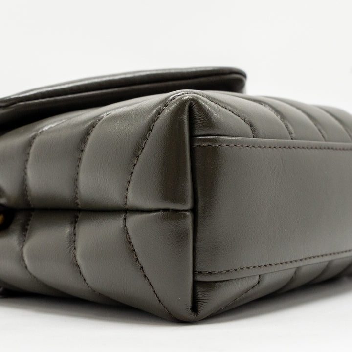 Saint Laurent/YSL Mini Toy Loulou Strap Bag Calfskin Dark Green GHW