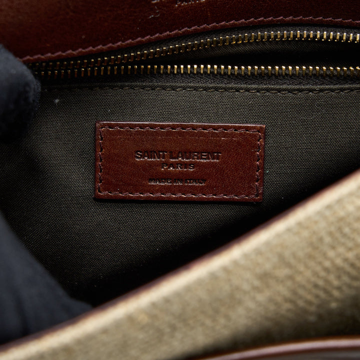 Saint Laurent Medium Niki Bag Trimmed Linen Canvas Brown
