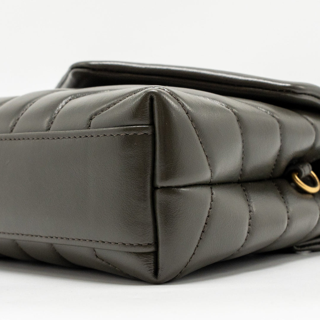 Saint Laurent/YSL Mini Toy Loulou Strap Bag Calfskin Dark Green GHW