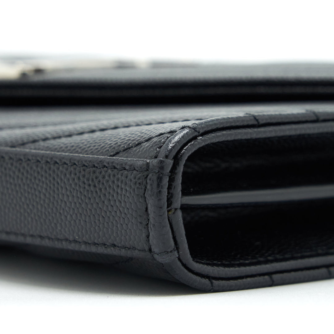 Saint Laurent/YSL Chain Wallet Crossbody Bag Grain Calfskin Black SHW