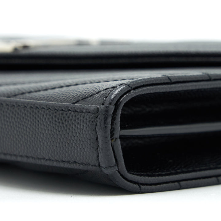 Saint Laurent/YSL Chain Wallet Crossbody Bag Grain Calfskin Black SHW