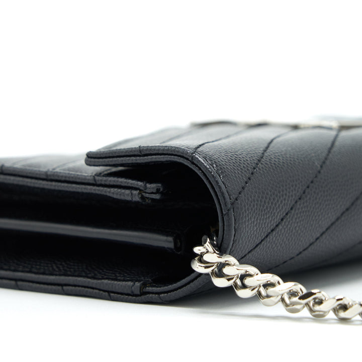 Saint Laurent/YSL Chain Wallet Crossbody Bag Grain Calfskin Black SHW