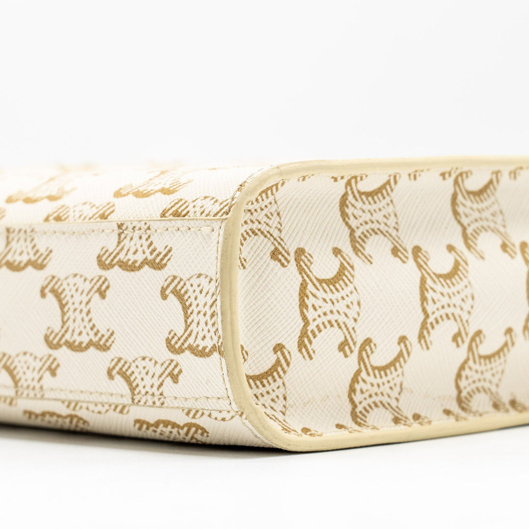 Celine Mini Vertical Cabas Triomphe Canvas/Calfskin white