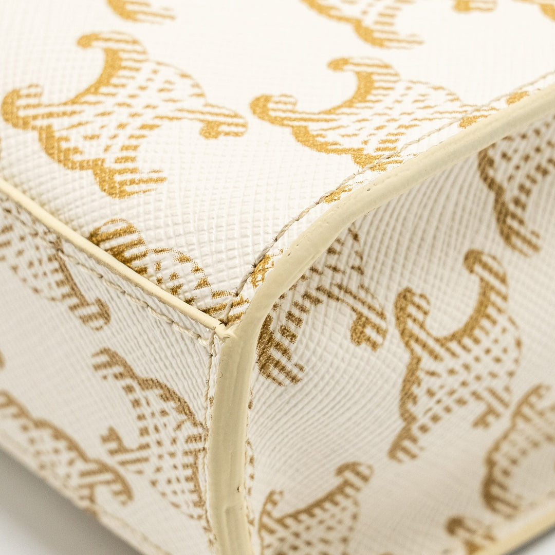 Top Quality Celine Mini Vertical Cabas Triomphe Canvas/Calfskin white