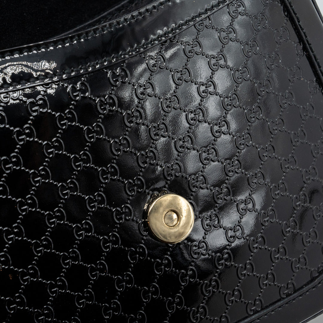 Gucci messenger crossbody bag patent black