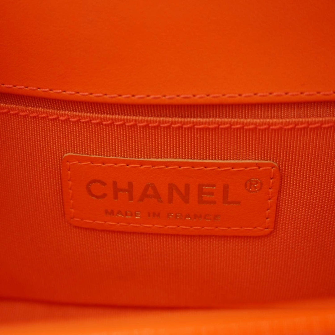 Top Quality Chanel Boy Flap Small Quilted Patent Leather Shoulder Bag Orange