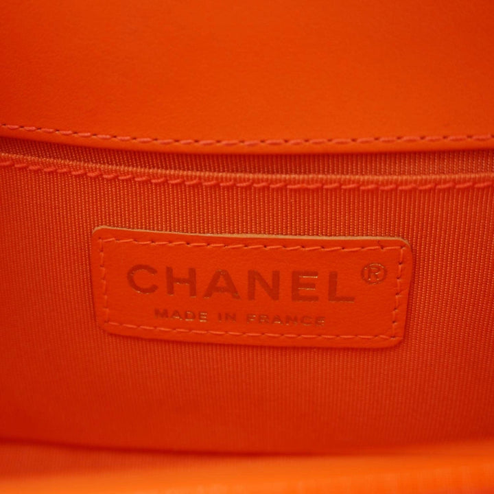 Top Quality Chanel Boy Flap Small Quilted Patent Leather Shoulder Bag Orange