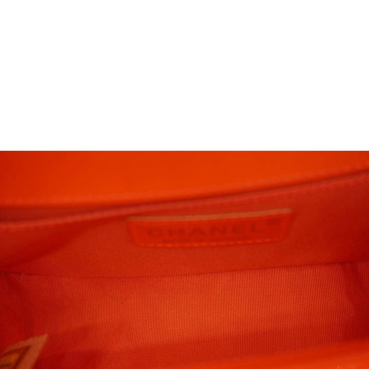 Top Quality Chanel Boy Flap Small Quilted Patent Leather Shoulder Bag Orange
