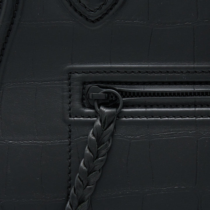 Celine Large Phantom Luggage Bag Croc-Embossed Calfskin Black