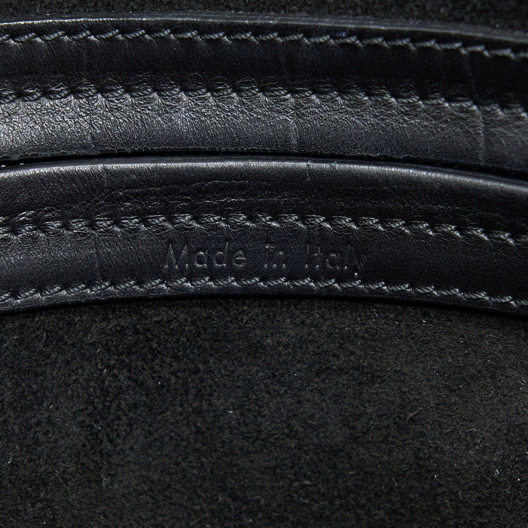 Celine Large Phantom Luggage Bag Croc-Embossed Calfskin Black