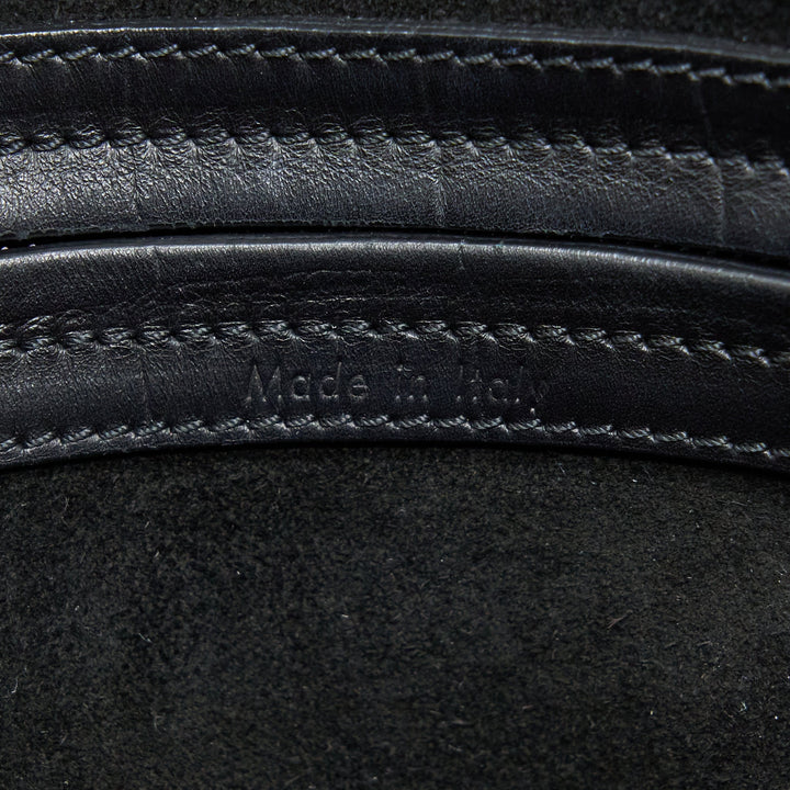 Celine Large Phantom Luggage Bag Croc-Embossed Calfskin Black