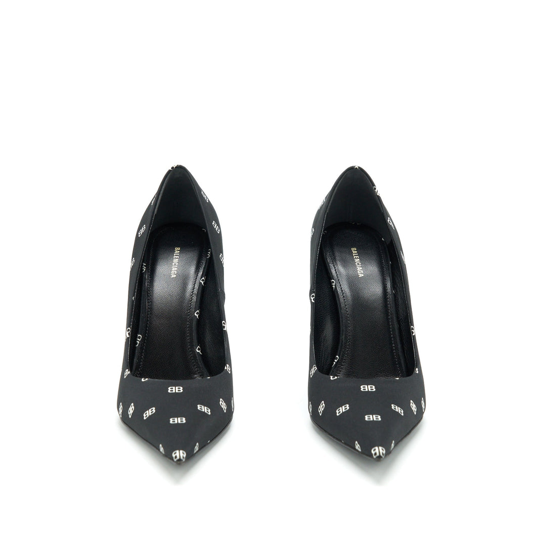 Top Quality Balenciaga Size 36 Satin BB Knife Heels Black