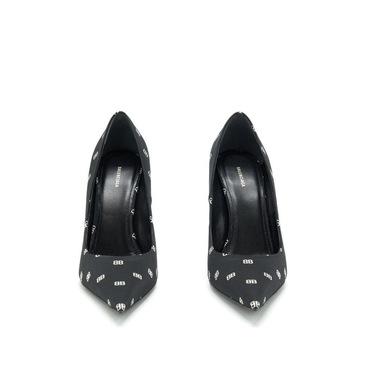 Top Quality Balenciaga Size 36 Satin BB Knife Heels Black