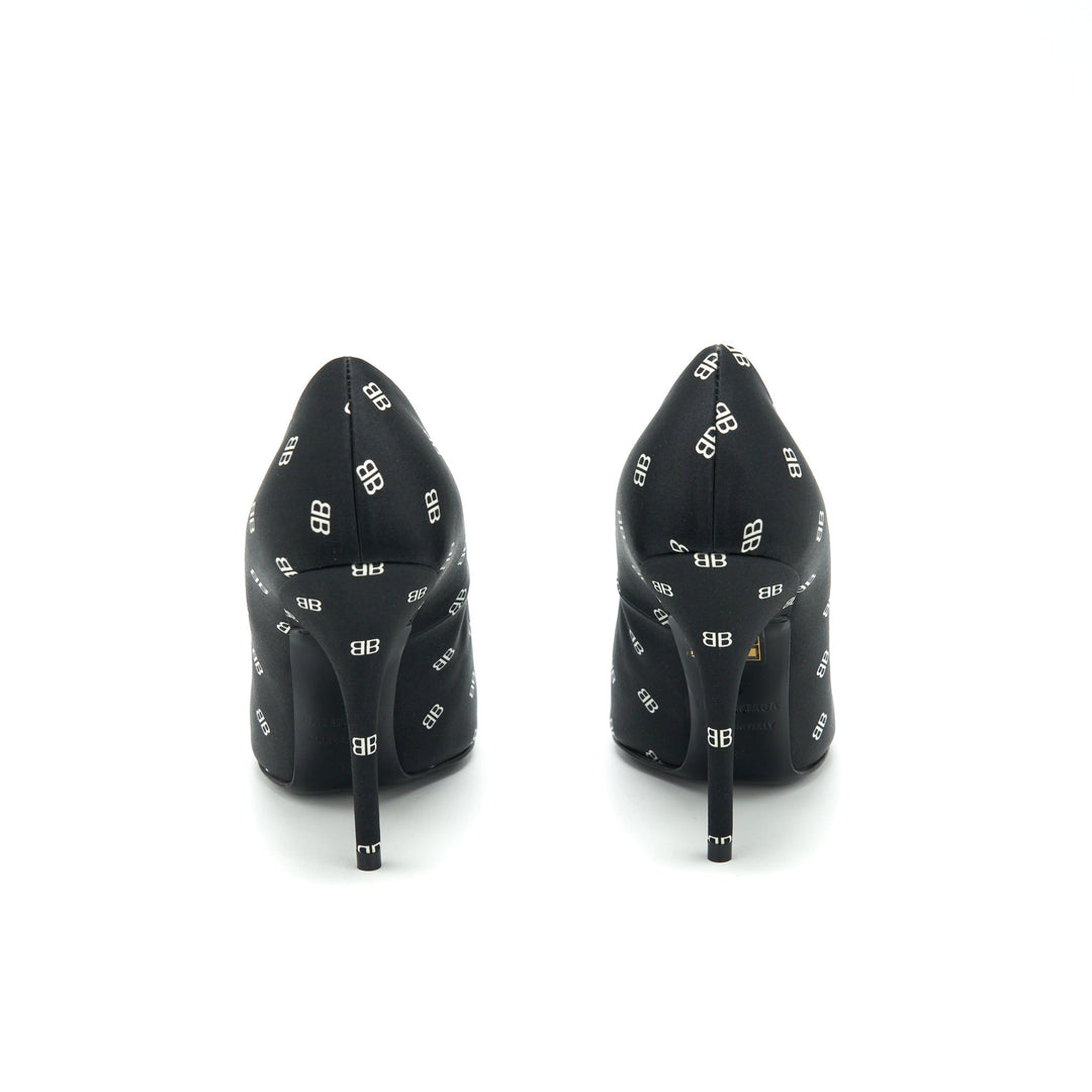 Top Quality Balenciaga Size 36 Satin BB Knife Heels Black