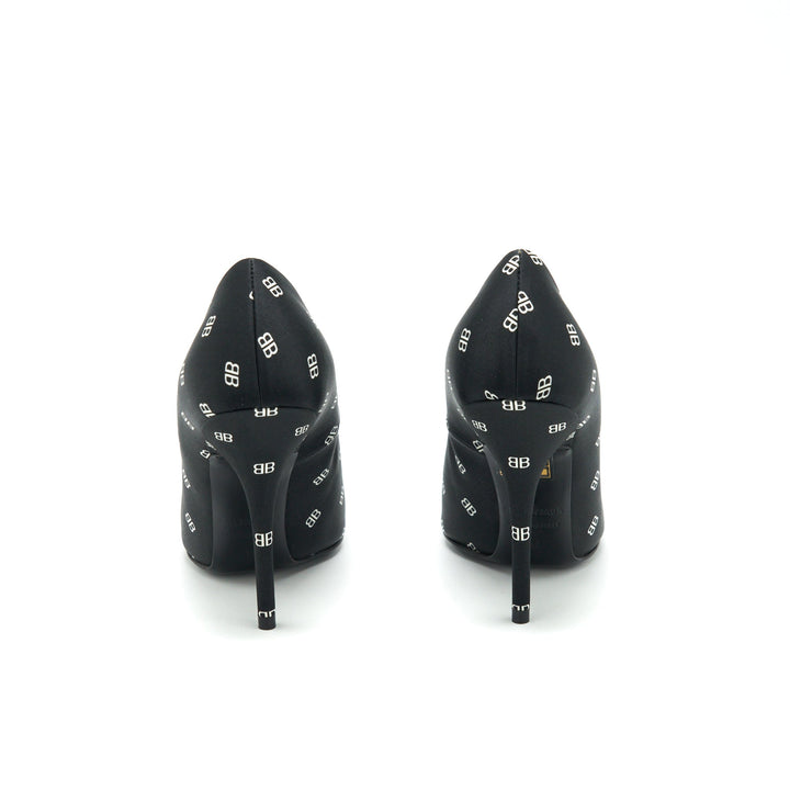 Top Quality Balenciaga Size 36 Satin BB Knife Heels Black