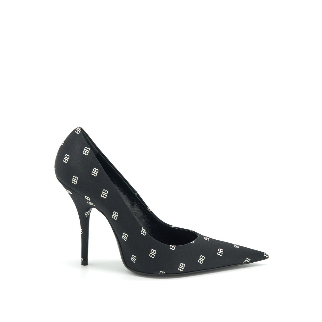Top Quality Balenciaga Size 36 Satin BB Knife Heels Black