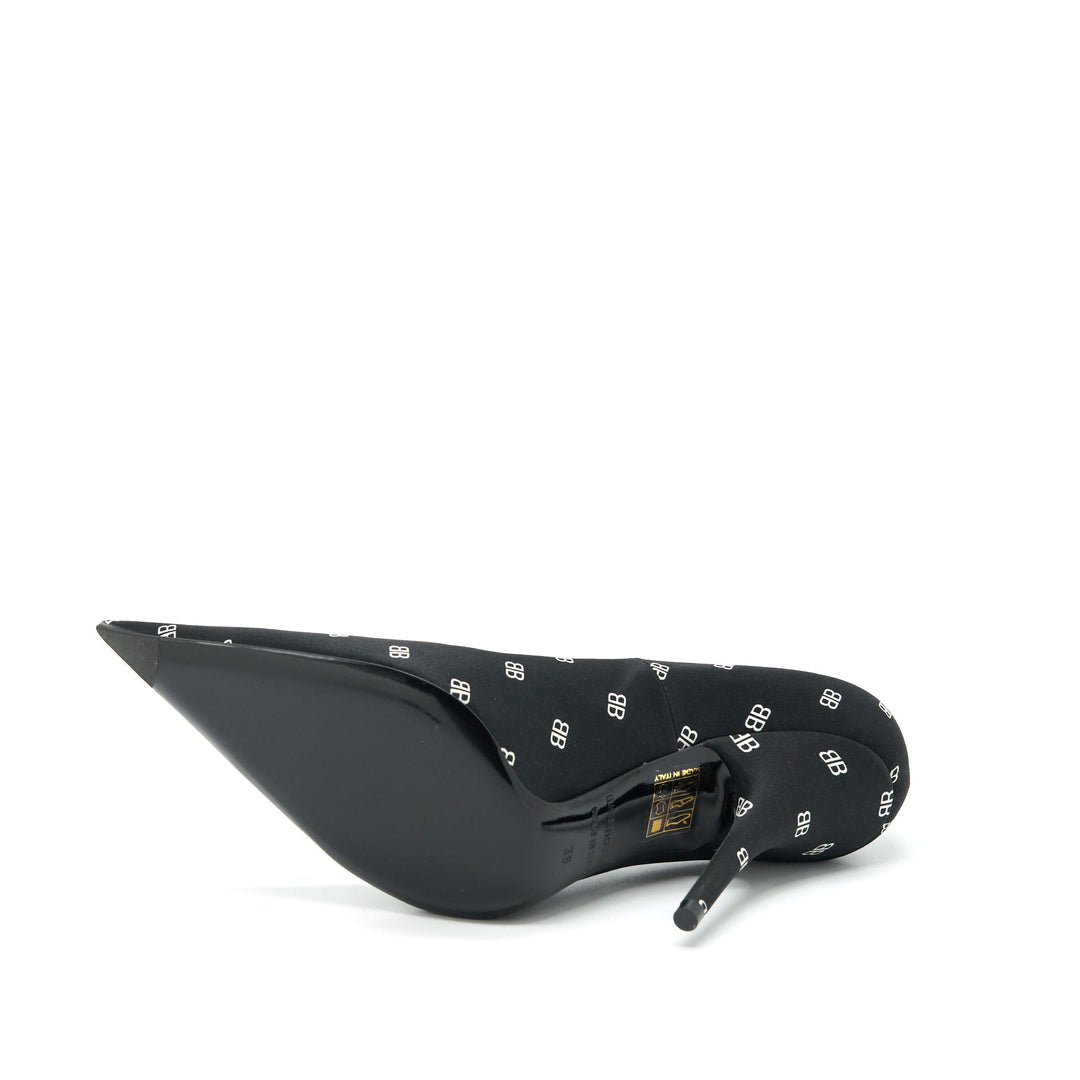 Top Quality Balenciaga Size 36 Satin BB Knife Heels Black