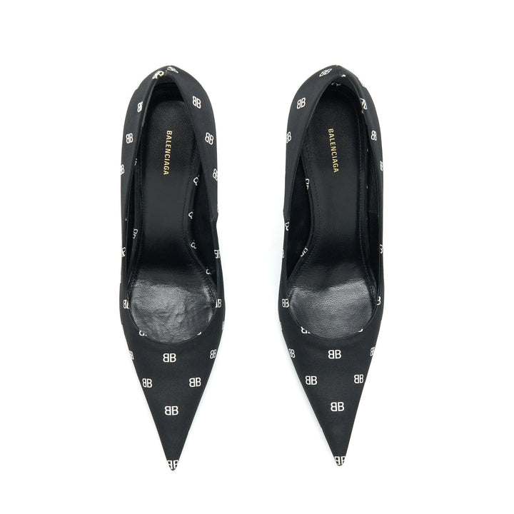 Top Quality Balenciaga Size 36 Satin BB Knife Heels Black