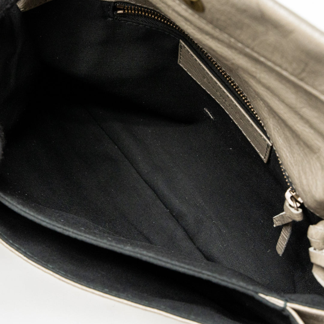 Top Quality Balenciaga City Fold Clutch/Shoulder Bag Leather Grey Ruthenium Hardware