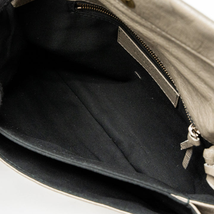 Top Quality Balenciaga City Fold Clutch/Shoulder Bag Leather Grey Ruthenium Hardware
