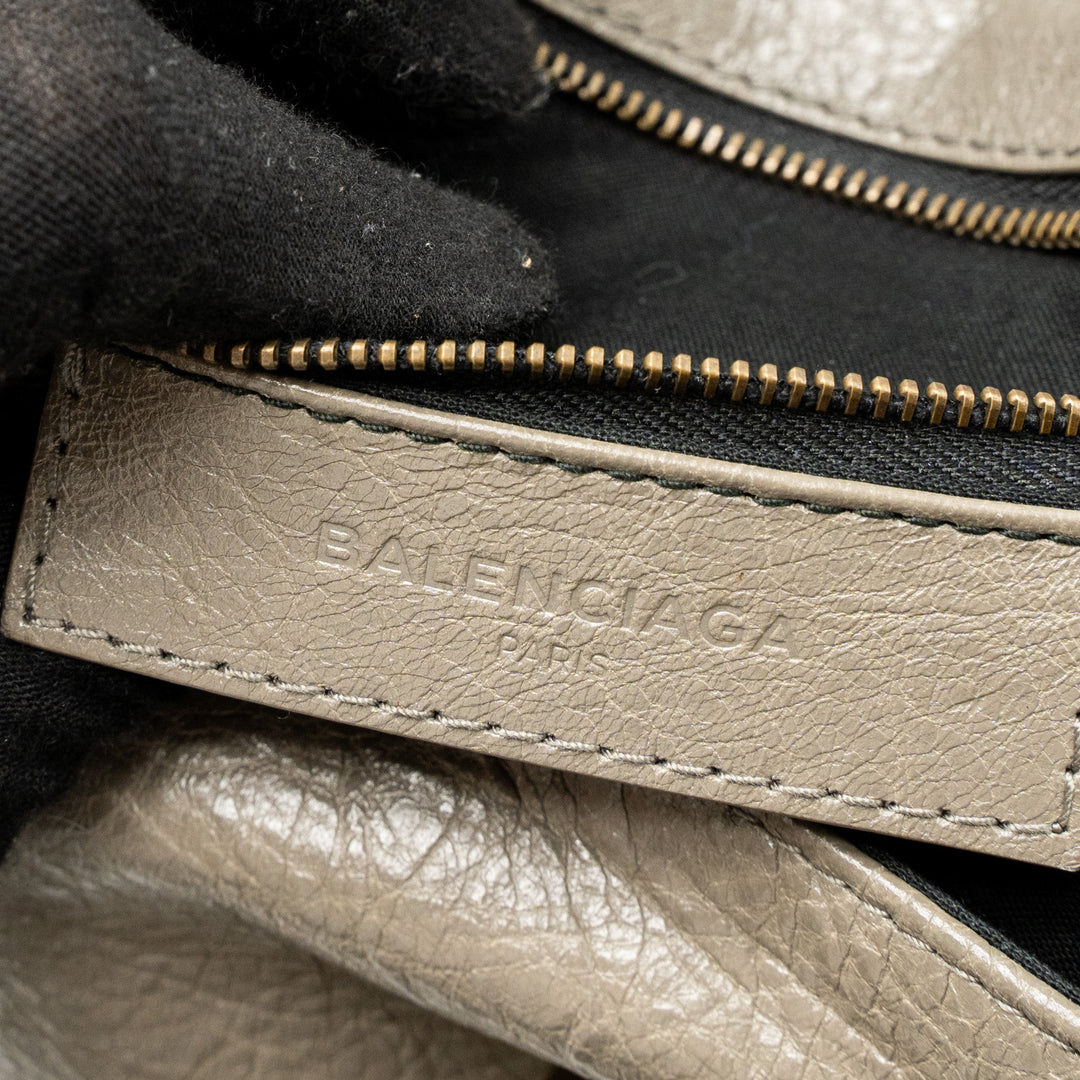Top Quality Balenciaga City Fold Clutch/Shoulder Bag Leather Grey Ruthenium Hardware