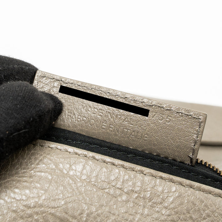 Top Quality Balenciaga City Fold Clutch/Shoulder Bag Leather Grey Ruthenium Hardware