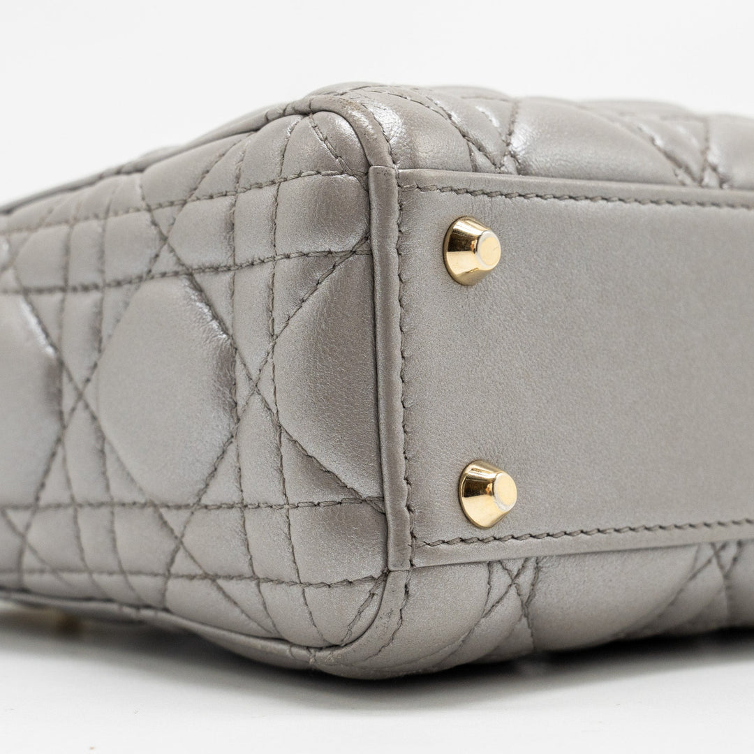 Top quality Dior Mini Lady Top quality Dior Lambskin Iridescent Grey