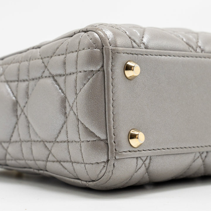 Top quality Dior Mini Lady Top quality Dior Lambskin Iridescent Grey