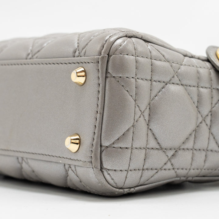 Top quality Dior Mini Lady Top quality Dior Lambskin Iridescent Grey