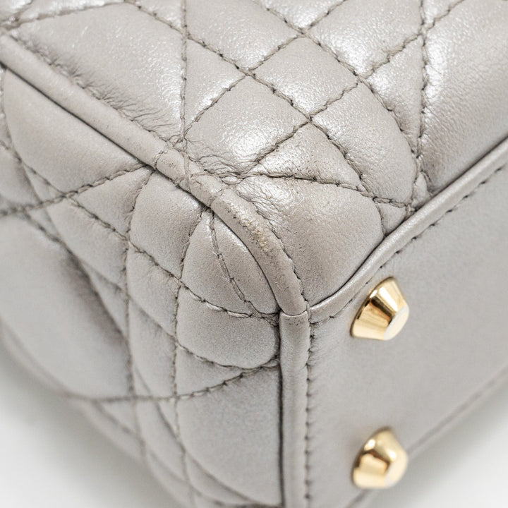 Top quality Dior Mini Lady Top quality Dior Lambskin Iridescent Grey