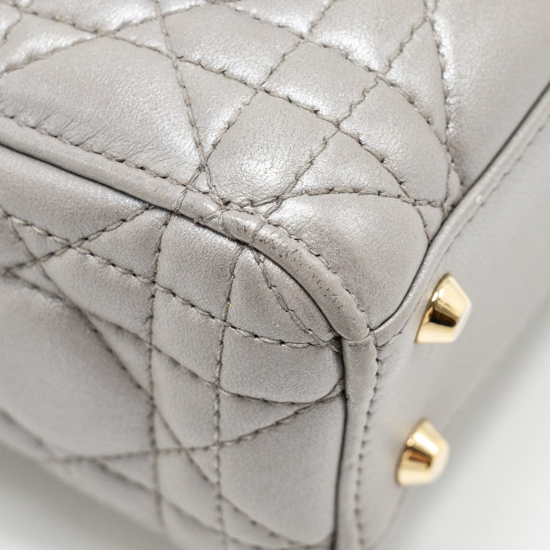 Top quality Dior Mini Lady Top quality Dior Lambskin Iridescent Grey