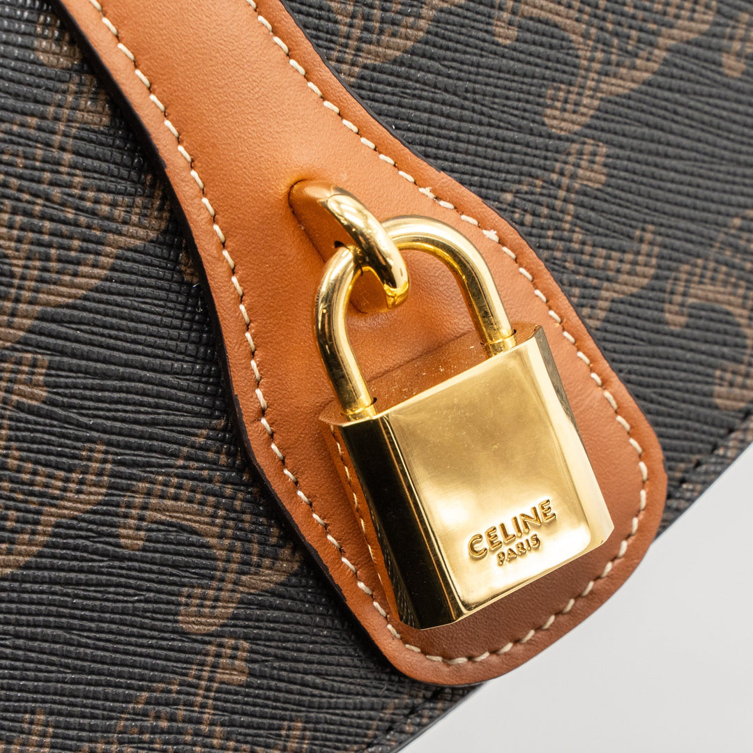 Celine Clutch On Strap Tabou Calfskin/Triomphe Canvas Tan