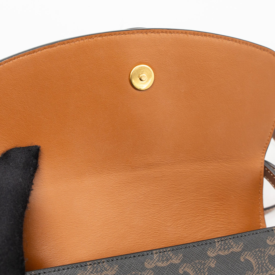 Celine Clutch On Strap Tabou Calfskin/Triomphe Canvas Tan