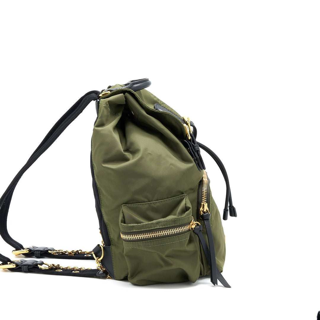 Burberry Medium Rucksack Backpack Nylon Olive Green GHW