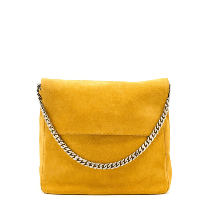 Celine Flap Shoulder Bag Suede Mustard Yellow