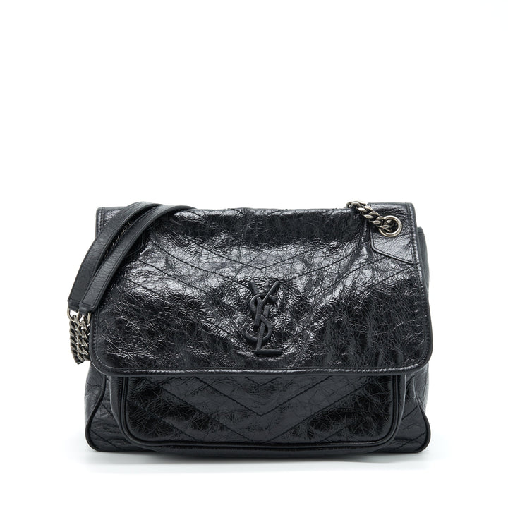 Saint Laurent Large Niki Shoulder Bag Calfskin Black SHW