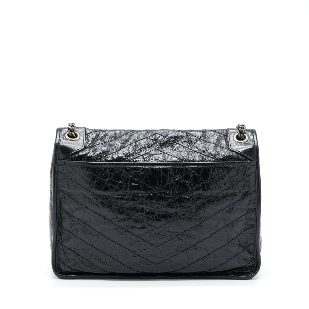 Saint Laurent Large Niki Shoulder Bag Calfskin Black SHW