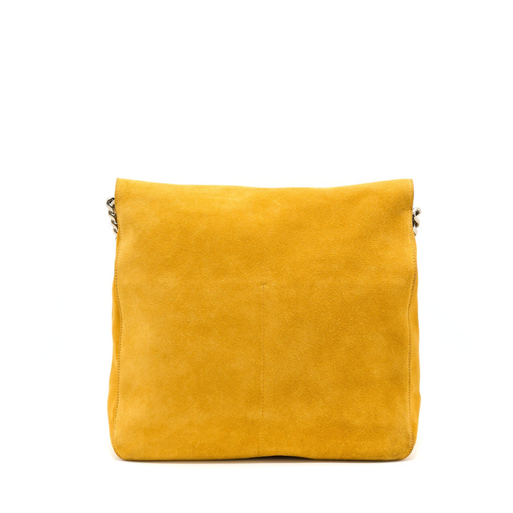 Celine Flap Shoulder Bag Suede Mustard Yellow