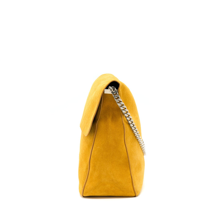 Celine Flap Shoulder Bag Suede Mustard Yellow