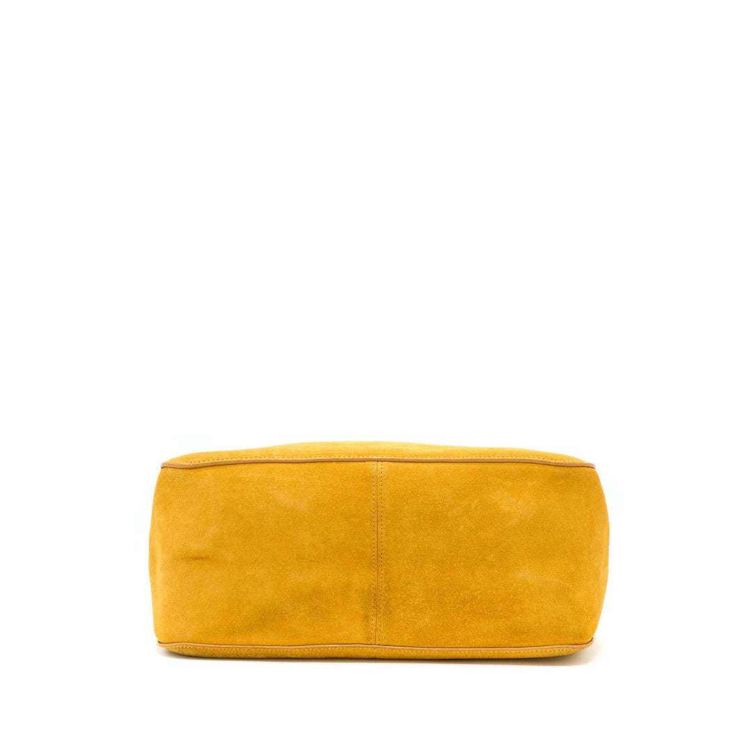 Celine Flap Shoulder Bag Suede Mustard Yellow