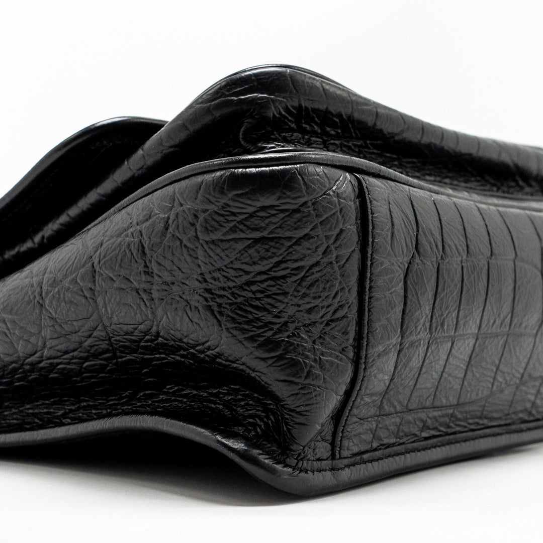 Saint Laurent/YSL Medium Niki Bag Crocodile-Embossed Black Calfskin Black Hardware
