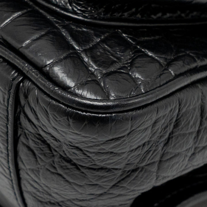 Saint Laurent/YSL Medium Niki Bag Crocodile-Embossed Black Calfskin Black Hardware