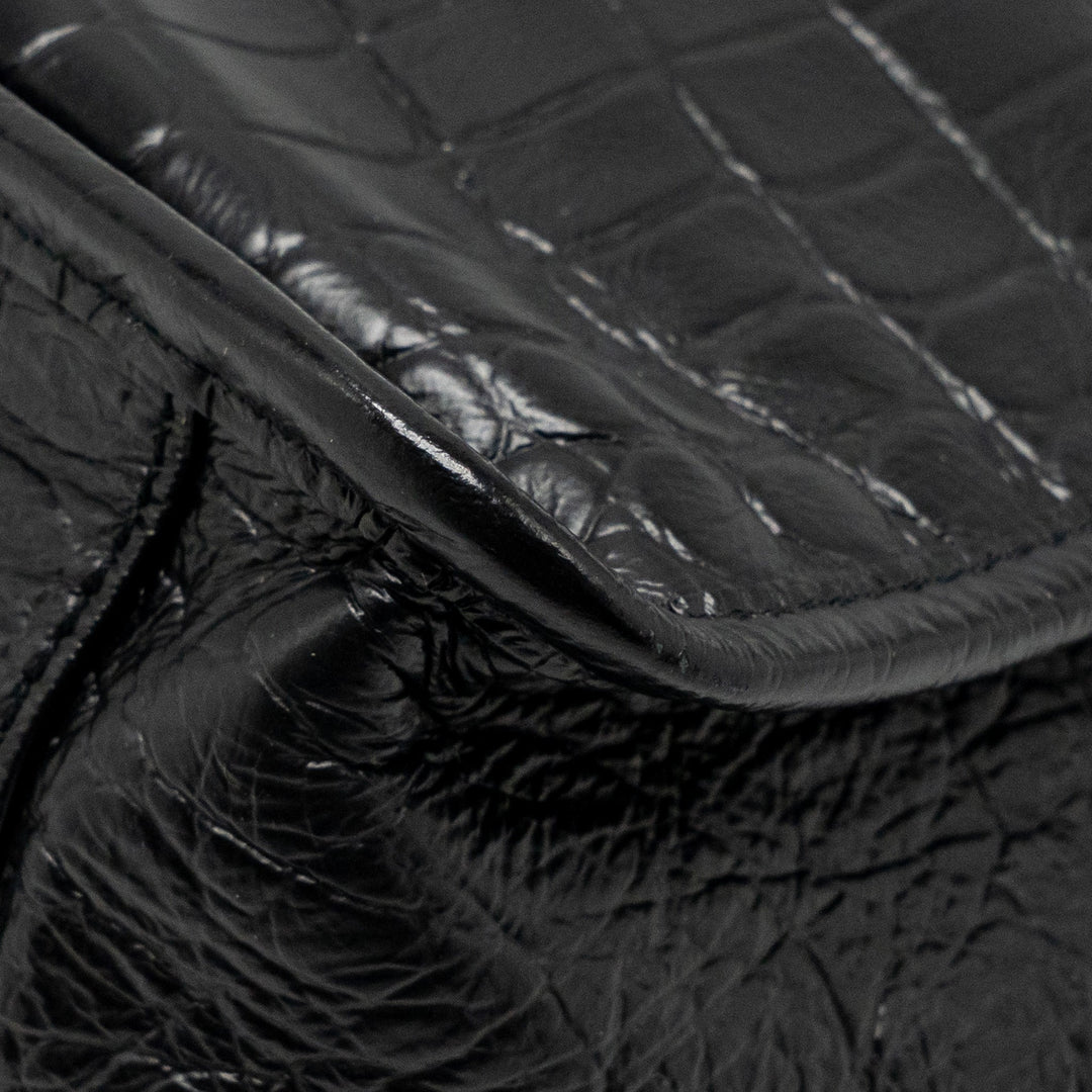 Saint Laurent/YSL Medium Niki Bag Crocodile-Embossed Black Calfskin Black Hardware