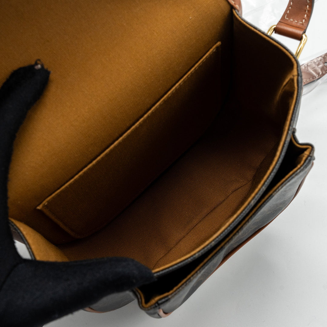 Celine medium Folco bag TRIOMPHE CANVAS AND CALFSKIN TAN
