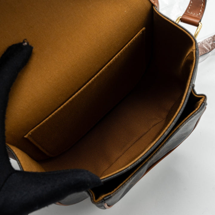 Celine medium Folco bag TRIOMPHE CANVAS AND CALFSKIN TAN