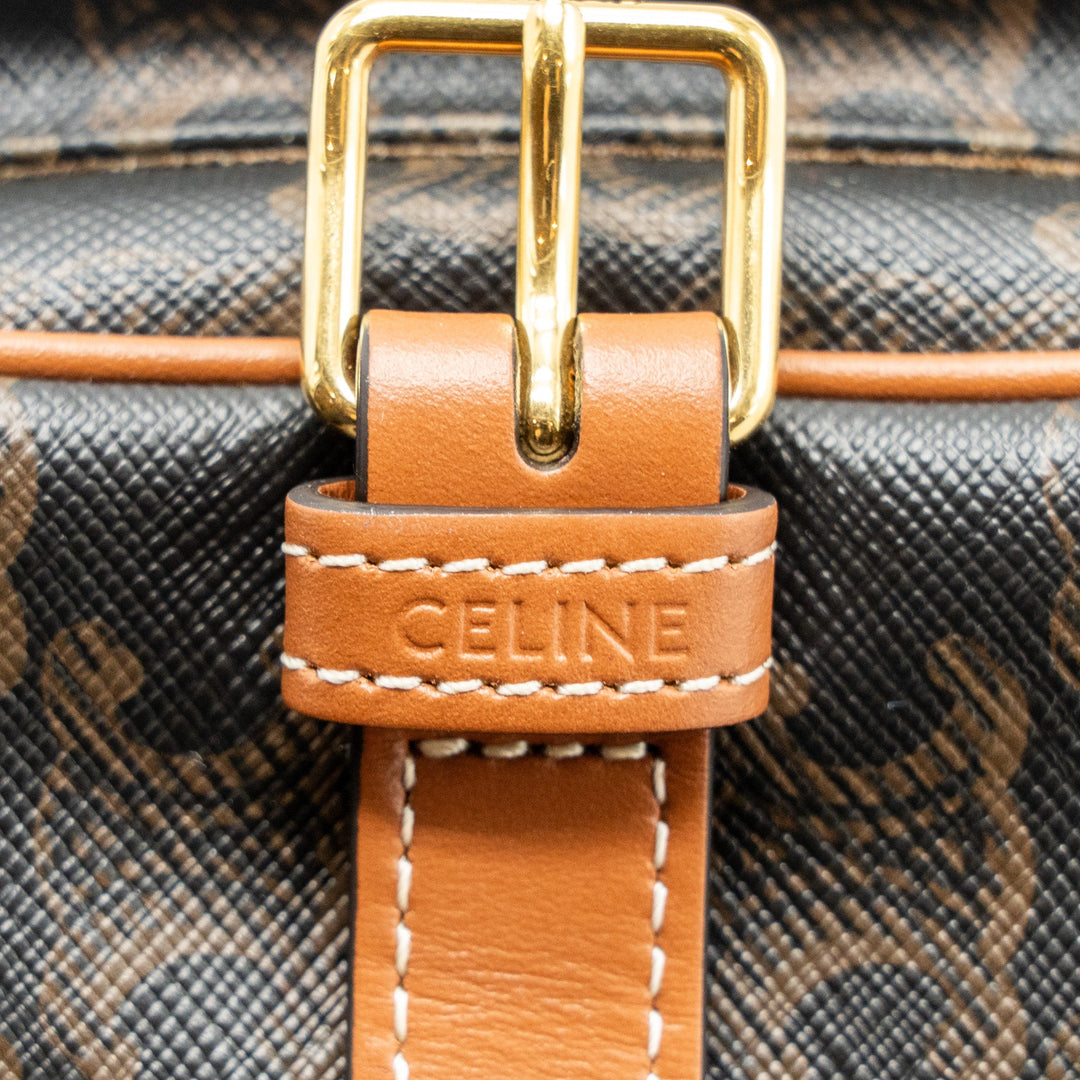 Celine medium Folco bag TRIOMPHE CANVAS AND CALFSKIN TAN