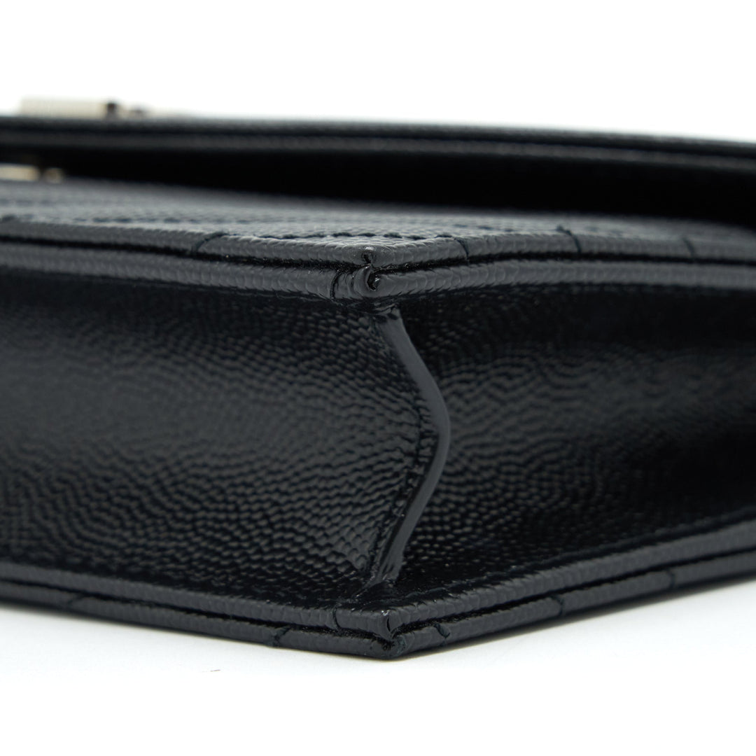 Saint Laurent/YSL Cassandra Matelasse Envelope Chain Wallet Grained Calfskin Black SHW