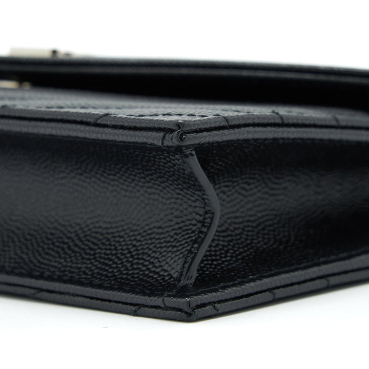 Saint Laurent/YSL Cassandra Matelasse Envelope Chain Wallet Grained Calfskin Black SHW