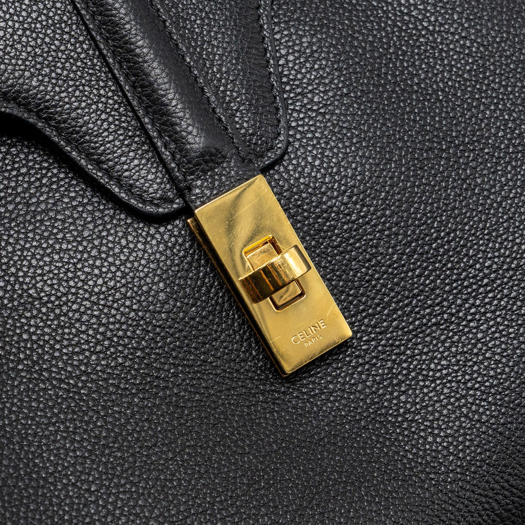 Celine Medium Soft 16 Bag Grained Calfskin Black
